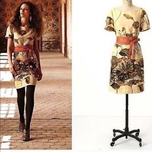 Anthropologie Floreat Egret Snowy Shift Dress